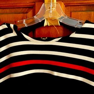Talbots striped knit 3-quarter sleeved top.